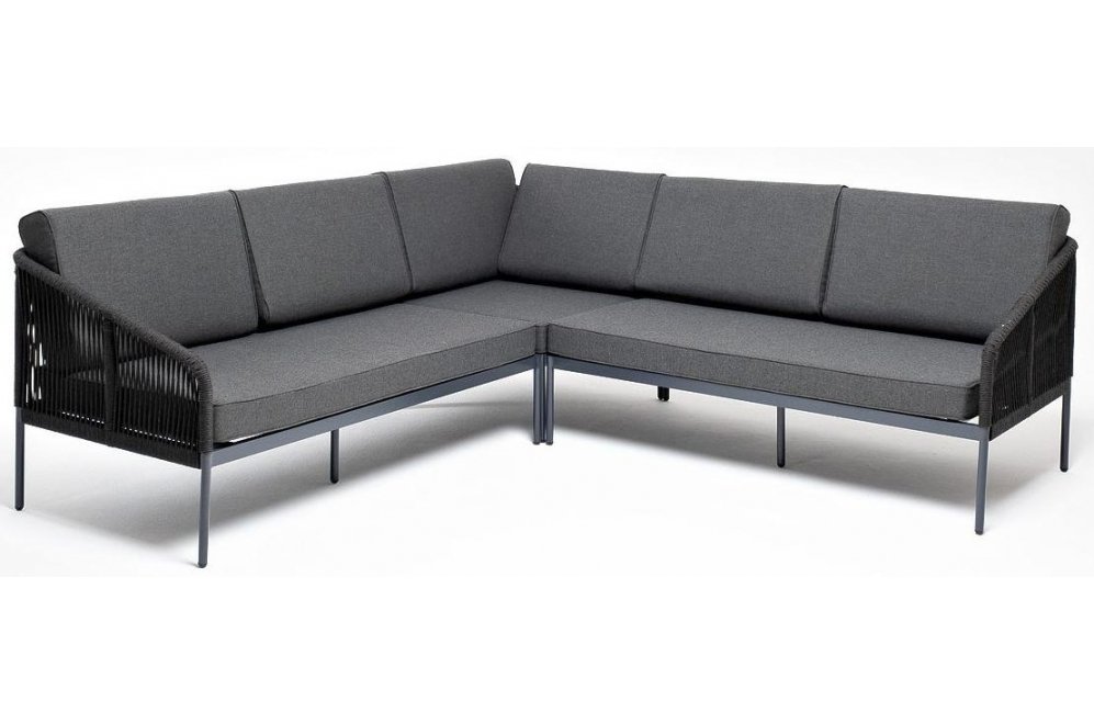 Диван Юджи модульный ткань темно-серая / роуп темно-серый круглый / темно-серый RAL7024