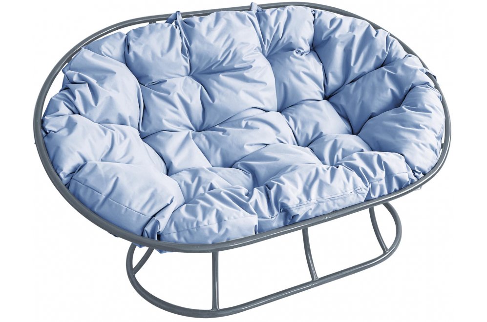 Металлический диван Мамасан серый / серая подушка