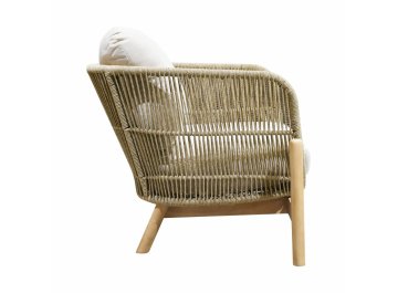 Кресло деревянное плетеное с подушками Talara бежевый / лен