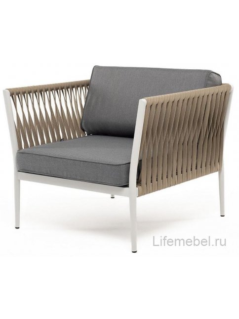 Кресло Juno ткань серая 017 / роуп серо-коричневый / светло-серый RAL7035 муар