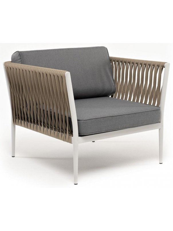 Кресло Juno ткань серая 017 / роуп серо-коричневый / светло-серый RAL7035 муар