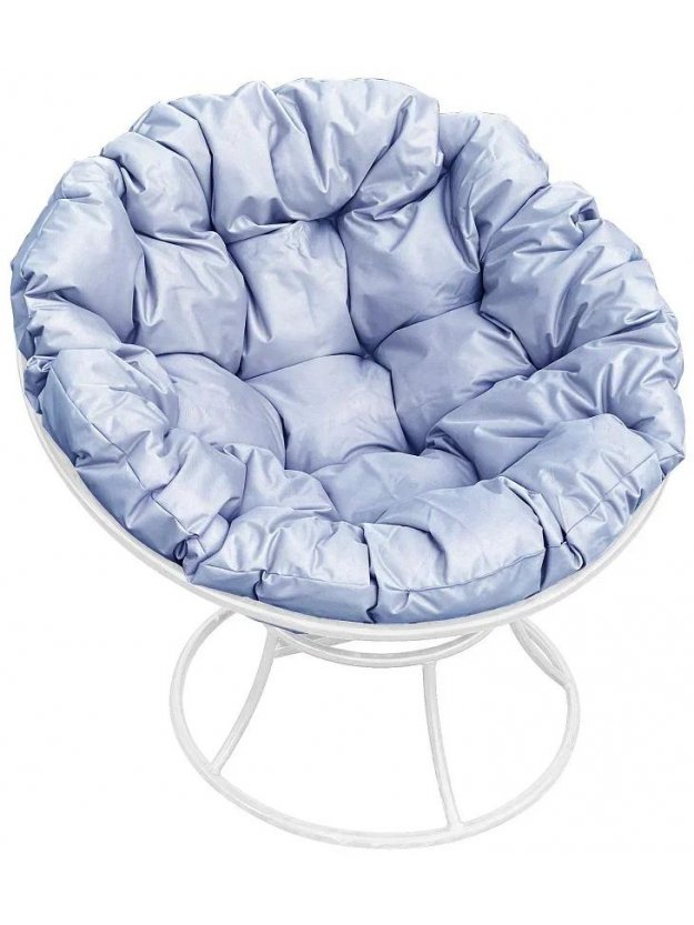 Металлическое кресло Папасан белое / серая подушка