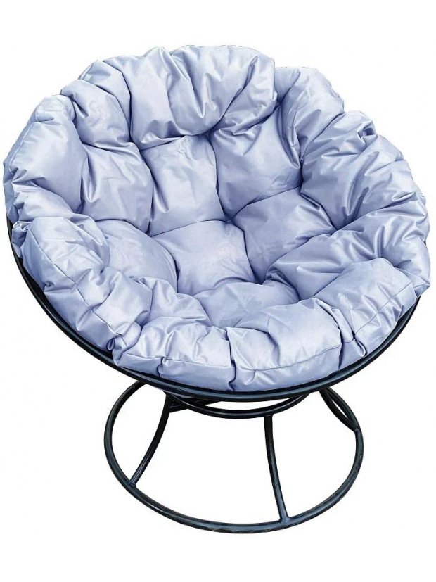 Металлическое кресло Папасан чёрное / серая подушка