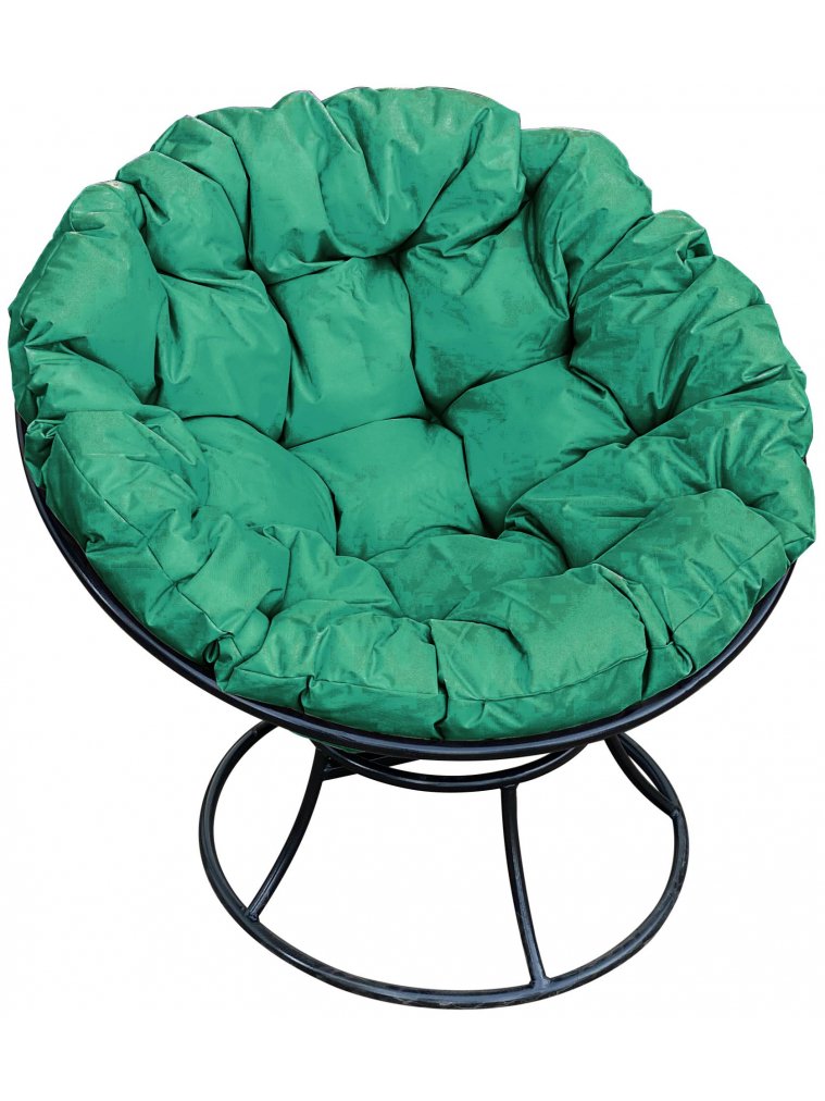 Металлическое кресло Папасан чёрное / зелёная подушка