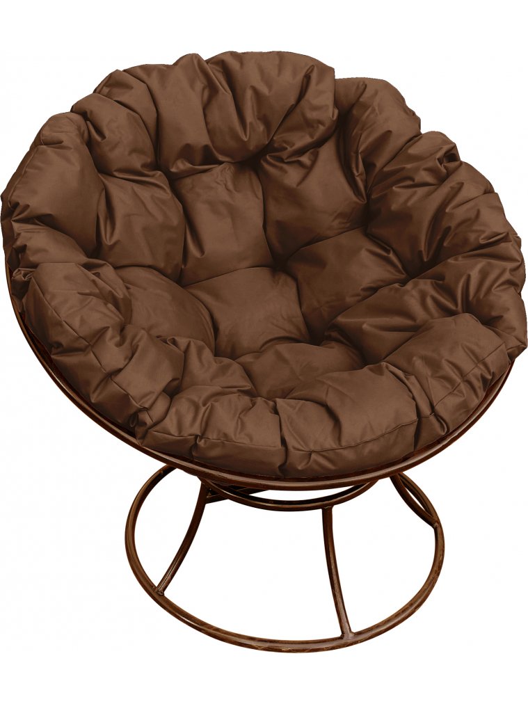 Металлическое кресло Папасан коричневое / коричневая подушка