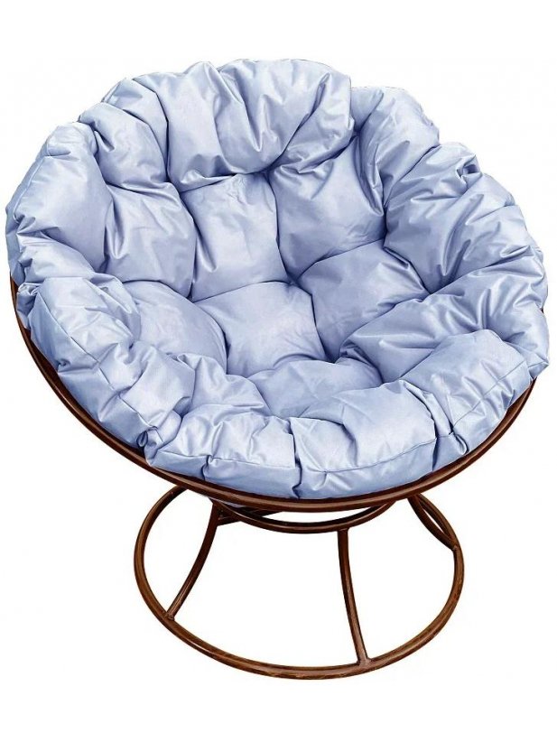 Металлическое кресло Папасан коричневое / серая подушка