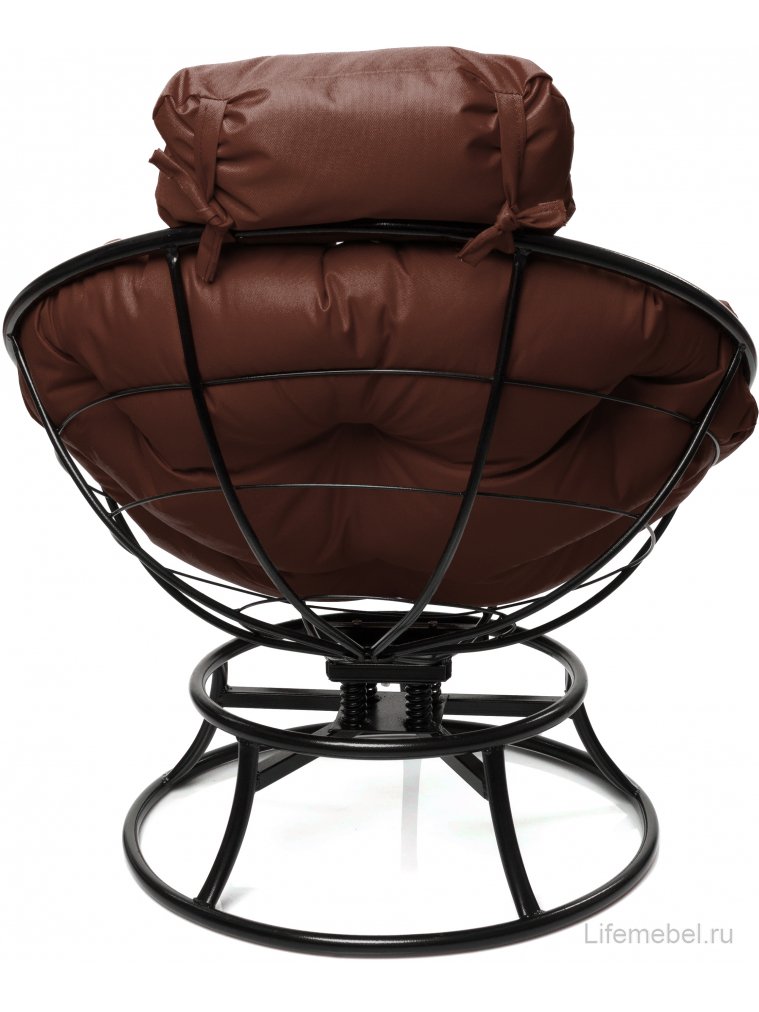 Металлическое кресло Папасан мини чёрное / коричневая подушка