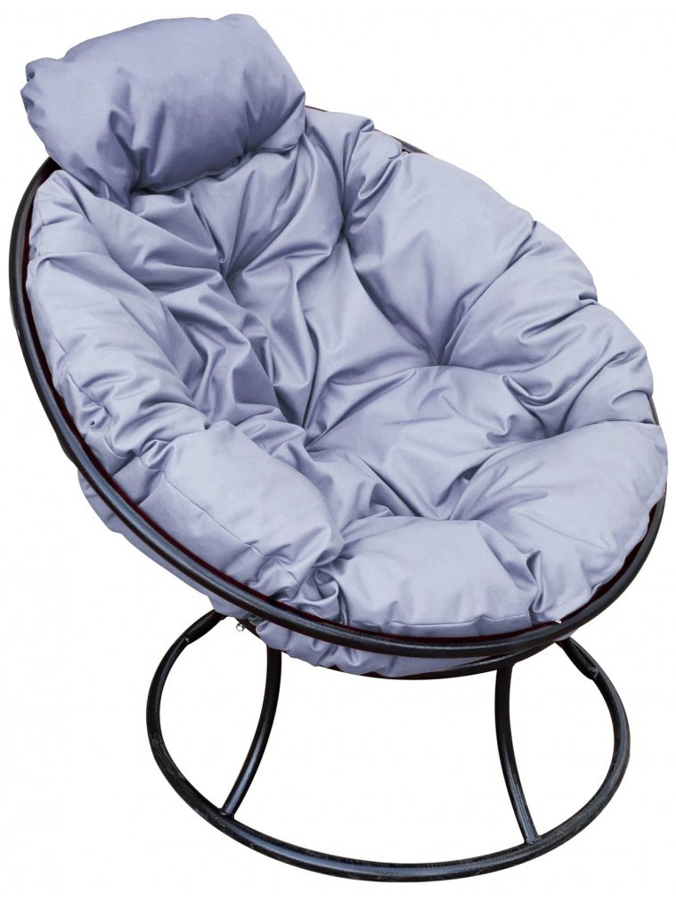 Металлическое кресло Папасан мини чёрное / серая подушка