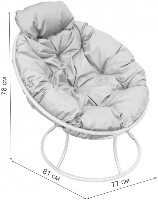 Металлическое кресло Папасан мини коричневое / голубая подушка