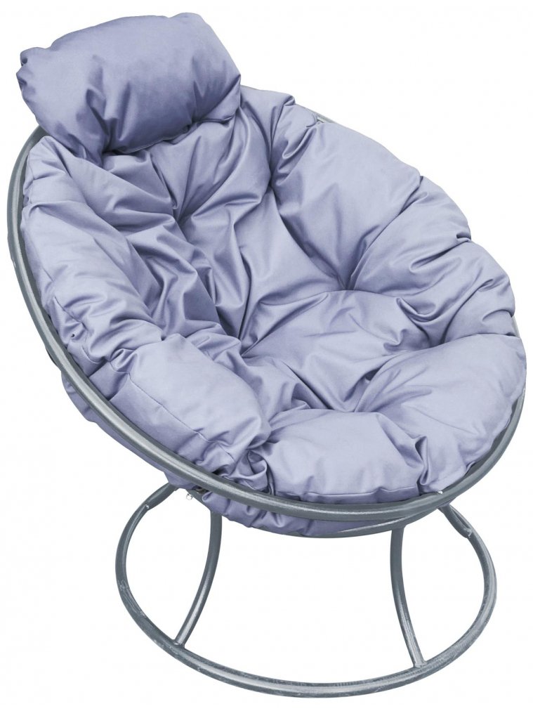 Металлическое кресло Папасан мини серое / серая подушка