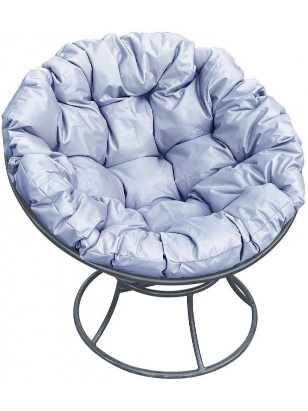 Металлическое кресло Папасан серое / серая подушка