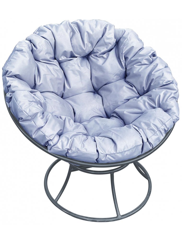 Металлическое кресло Папасан серое / серая подушка