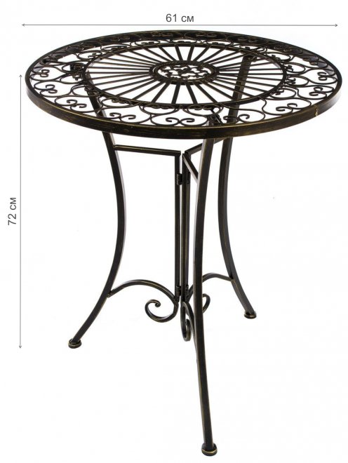 Стол кофейный круглый Кружево бронзовый