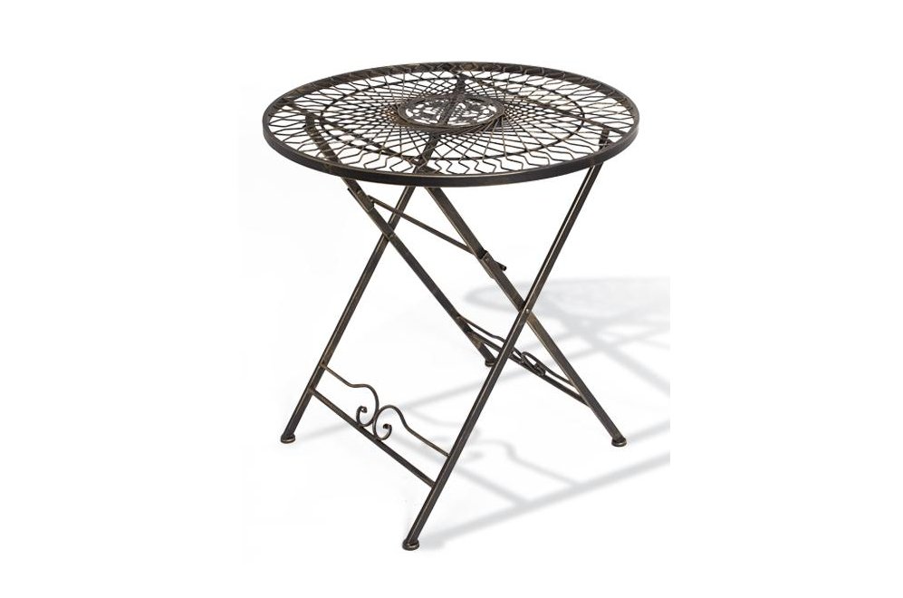 Стол круглый складной Офион с гербом на столешнице бронза