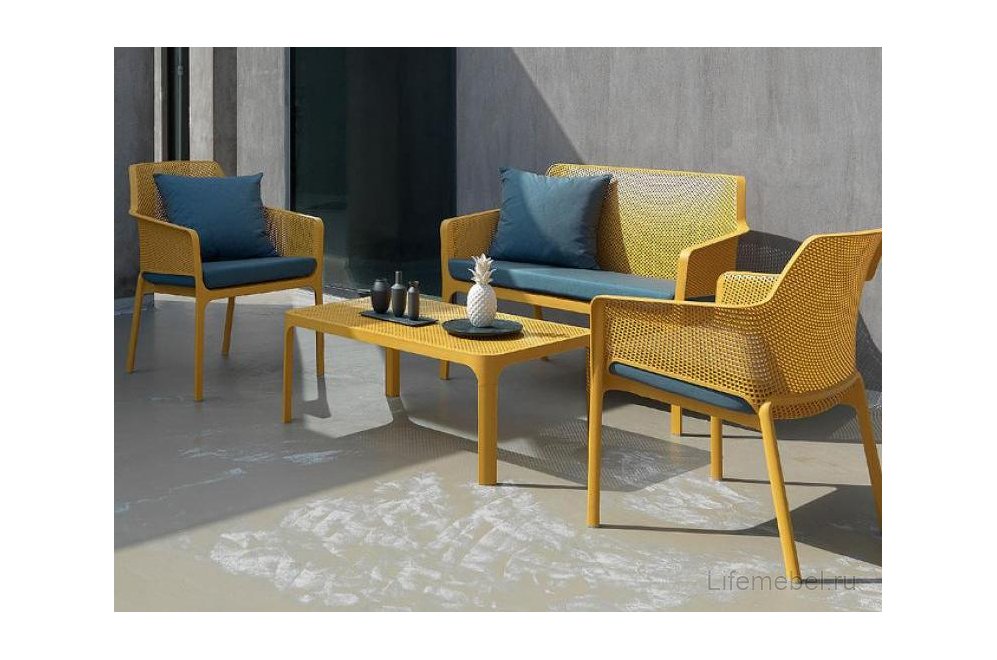 Пластиковый диван Net Bench горчичный