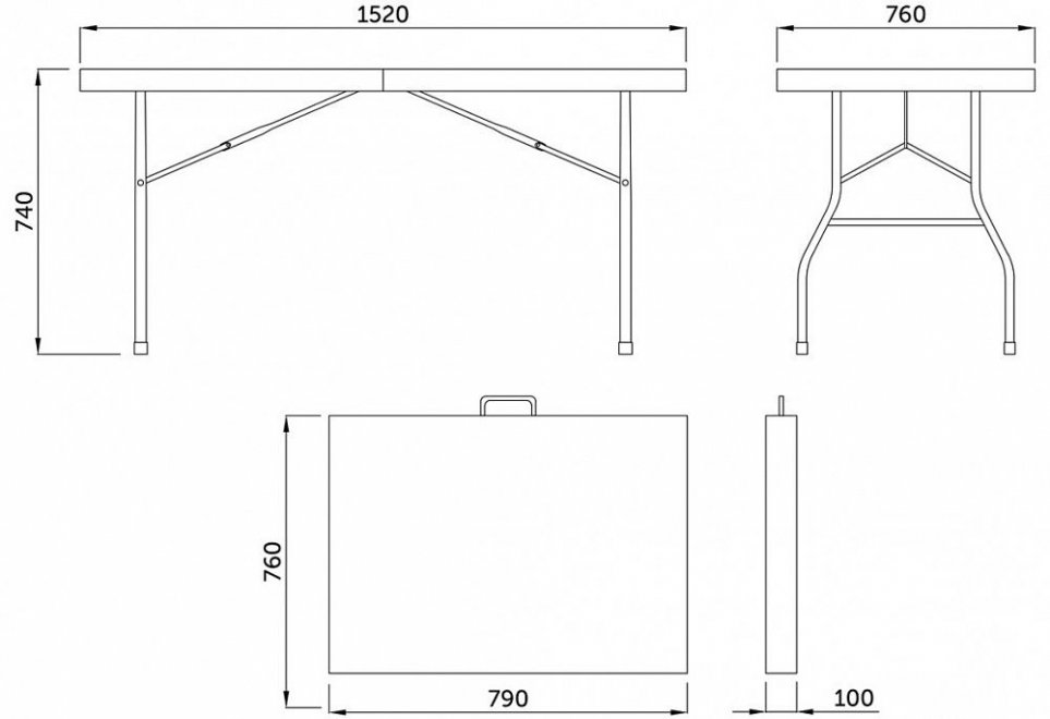 Пластиковый стол 152х76х74 белый