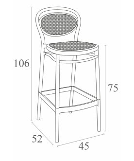 Стул пластиковый барный Marcel Bar 75 черный