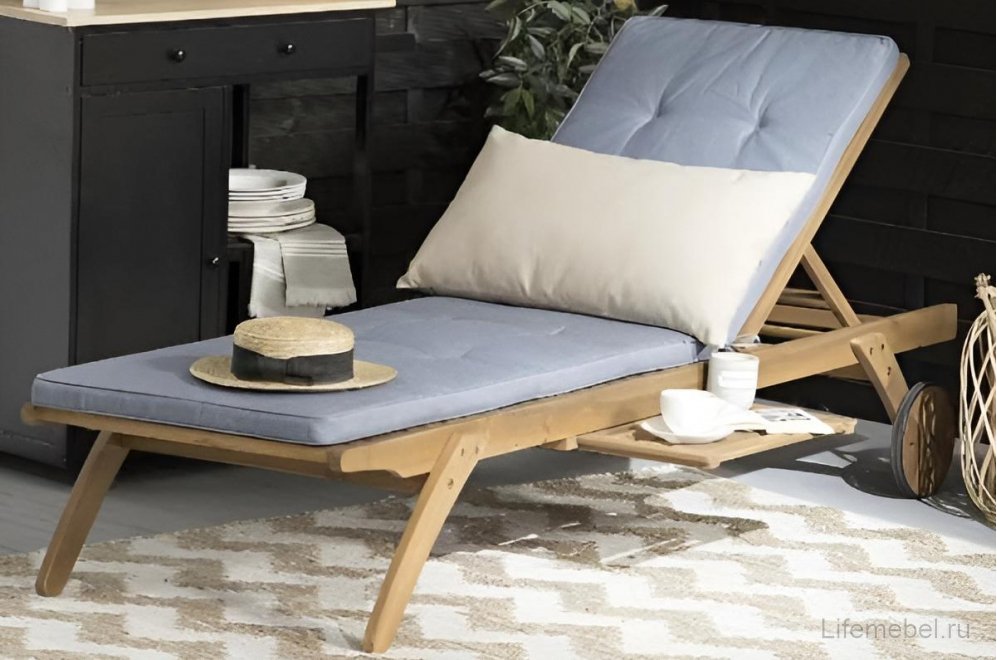 Шезлонг-лежак A37C серый / голубой