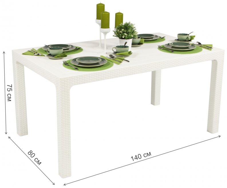 Пластиковый стол Arizona 80х140 белый