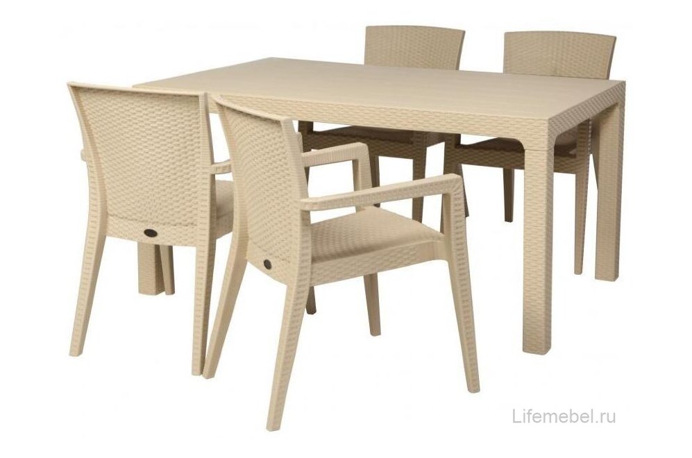 Пластиковый стол Arizona 90х150 кремовый