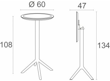 Стол пластиковый барный складной Sky Folding Bar Table 60 белый
