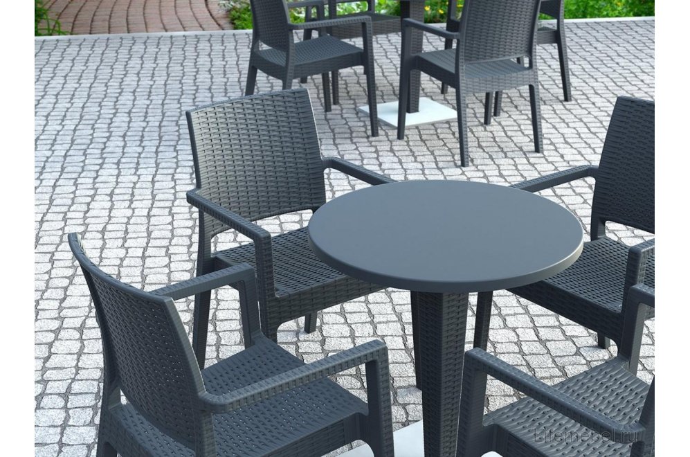 Пластиковый стол Riva антрацит плетеный