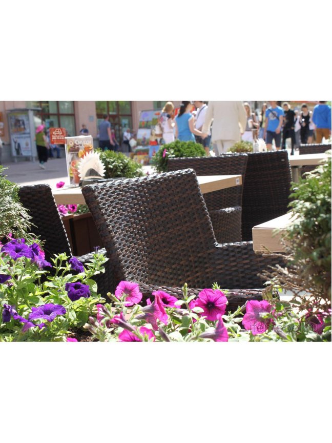 Кресло из ротанга с подушкой GS 909 коричневый / бежевый