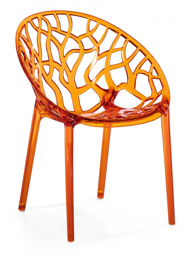 Пластиковое кресло Crystal оранжевое / прозрачное
