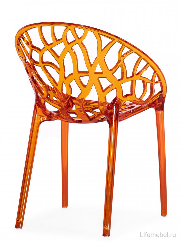 Пластиковое кресло Crystal оранжевое / прозрачное