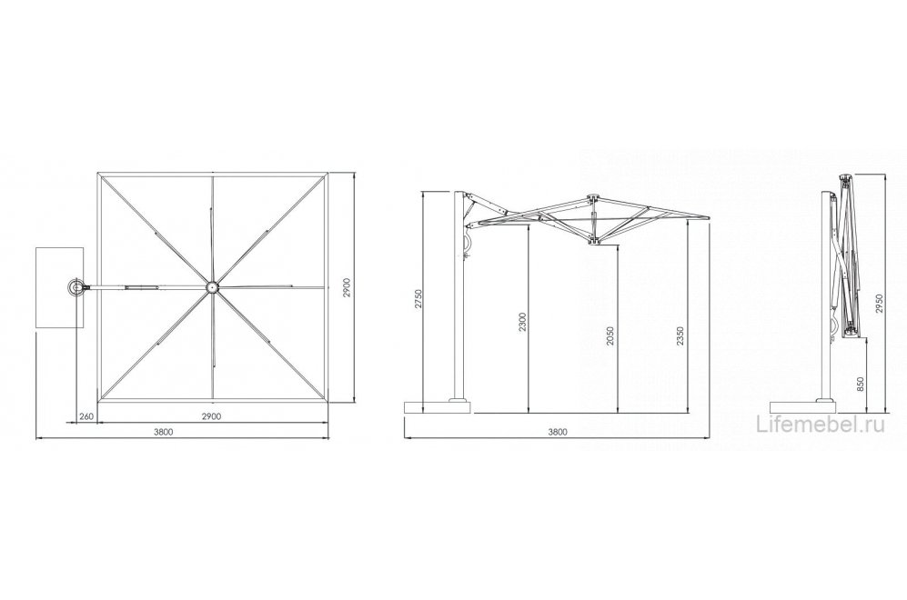 Зонт 091/C3030ASCA1N слоновая кость / графит