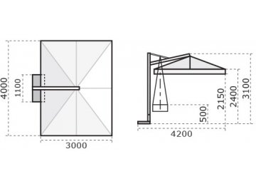 Зонт профессиональный 3х4 м Galileo Wood имитация ироко / слоновая кость