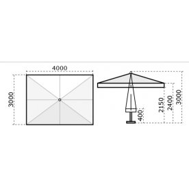 Зонт профессиональный 3х4 м Palladio Standard натуральный / слоновая кость