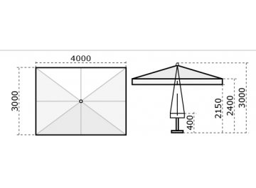 Зонт профессиональный 3х4 м Palladio Standard натуральный / слоновая кость