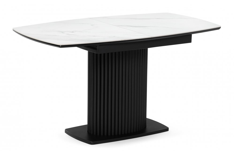 Керамический стол Фестер 140(180)х80 белый мрамор snow white / черный