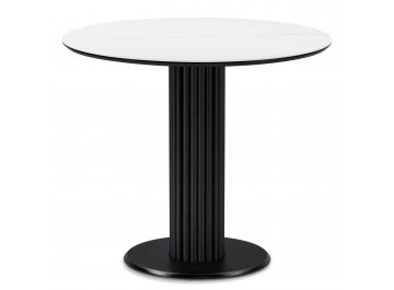 Стеклянный стол Кэмерон белый мрамор snow white / черный