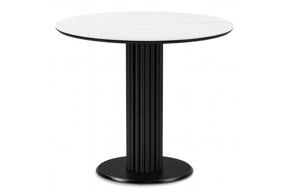 Керамический стол Кэмерон 90х90х75 белый мрамор snow white / черный