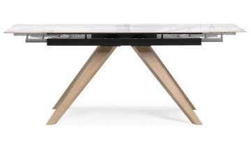 Керамический стол Морсби 140(200)х80х80 statuario cara / дуб монтана