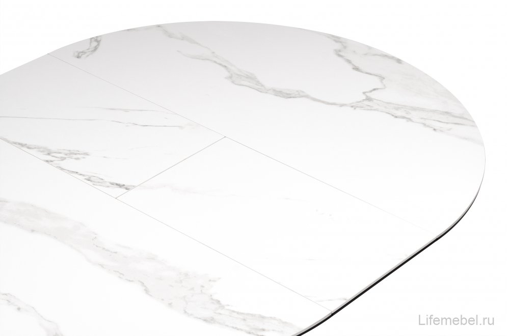 Керамический стол Сигел 100(130)х100х76 белый / черный