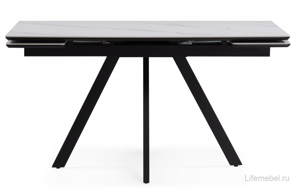 Керамический стол Вилли 140(200)х80 белый мрамор snow white / черный