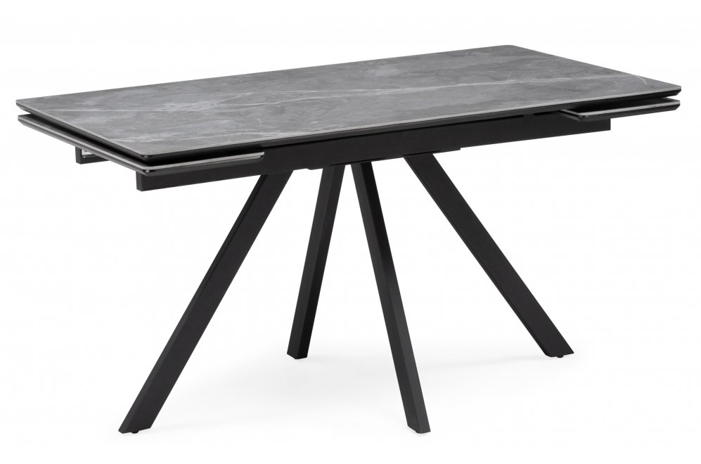 Керамический стол Вилли 140(200)х80 серый мрамор larka grey / черный