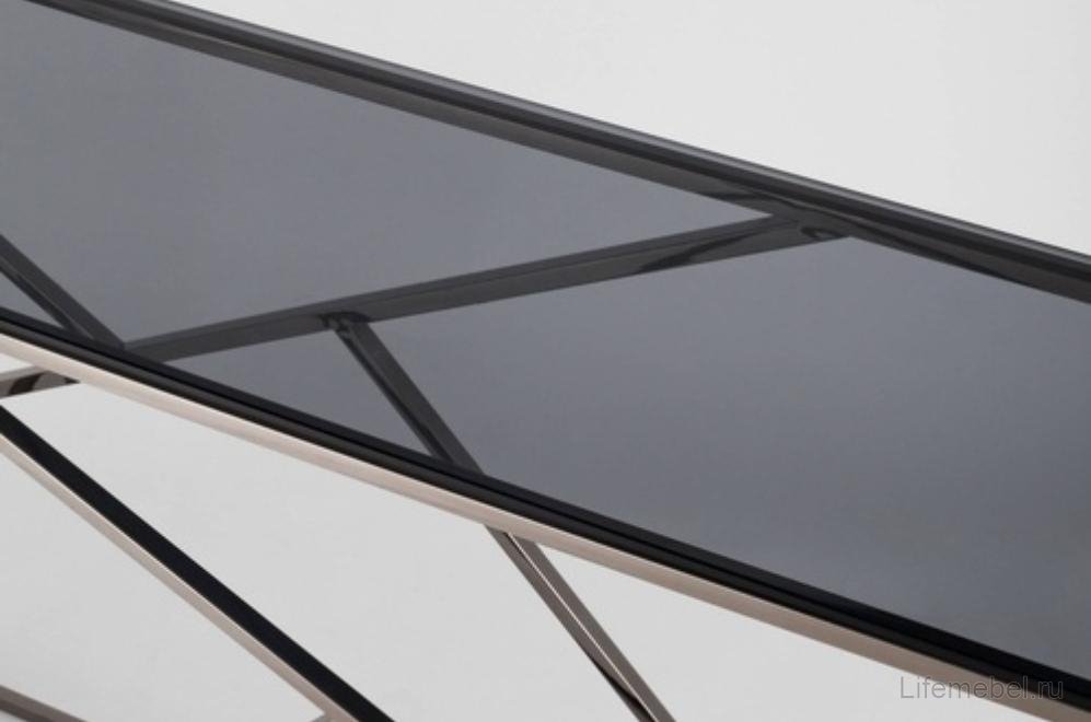 Консоль Париж стекло smoke / сталь темный хром