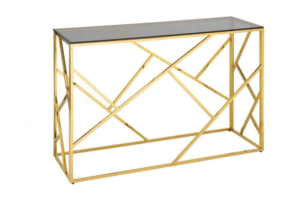 Консоль Париж стекло smoke / сталь золото