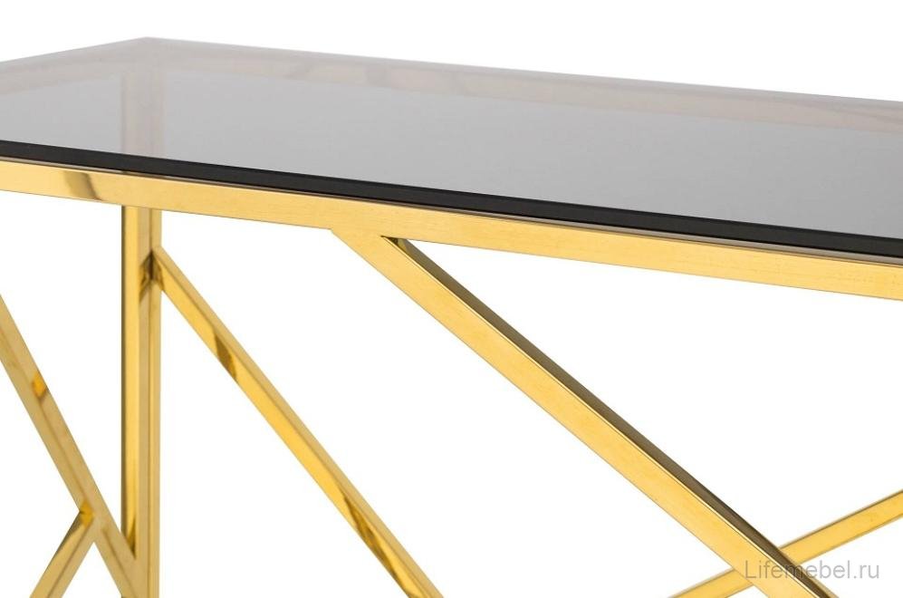 Консоль Париж стекло smoke / сталь золото