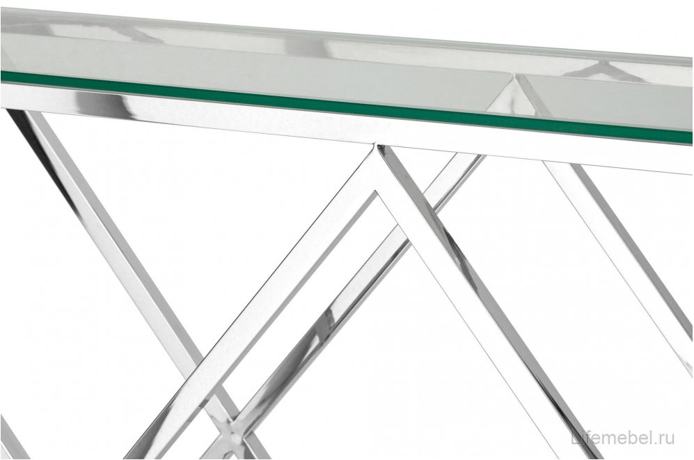 Консоль Президиум 115 х 30 прозрачное стекло / сталь серебро