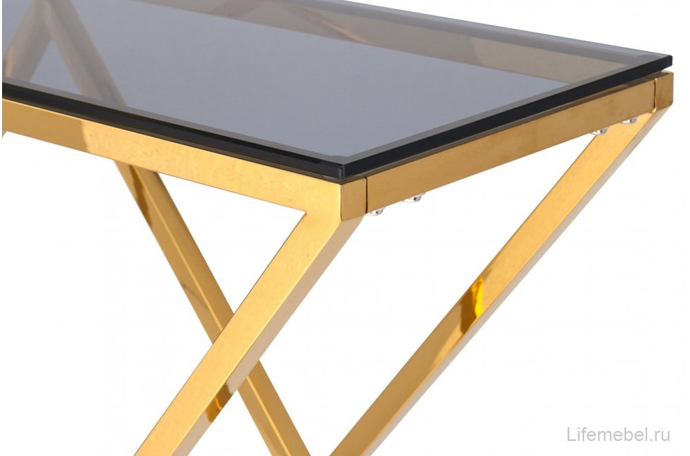 Консоль Президиум стекло smoke / сталь золото