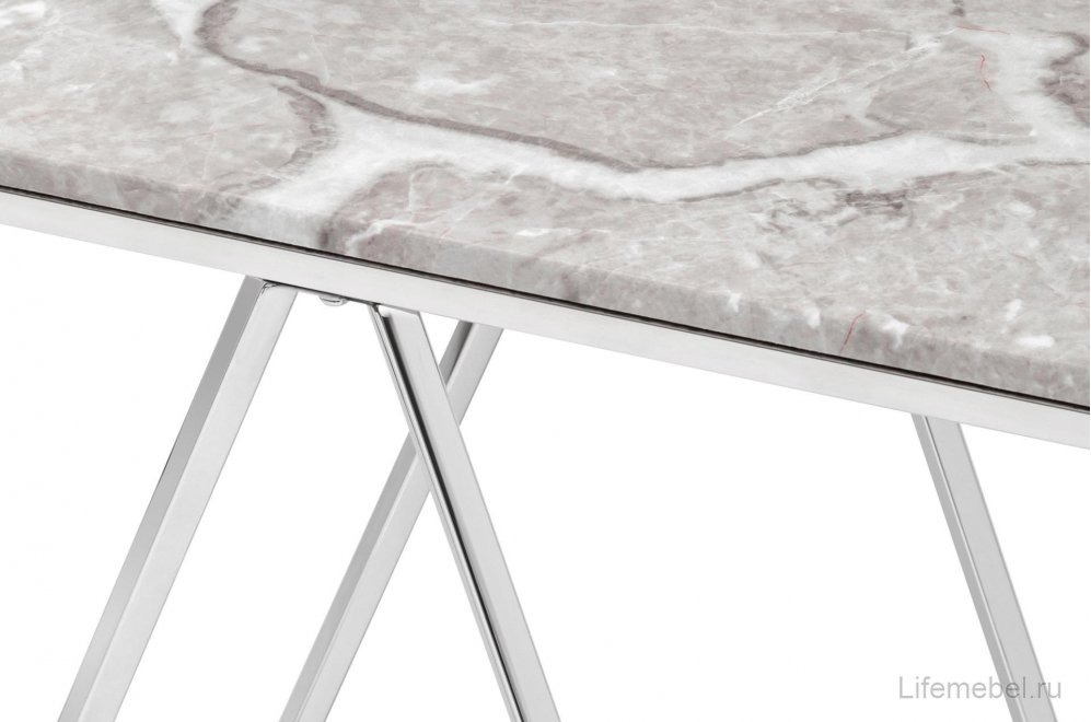 Консольный столик Бруно 122х41 серый мрамор / сталь серебро