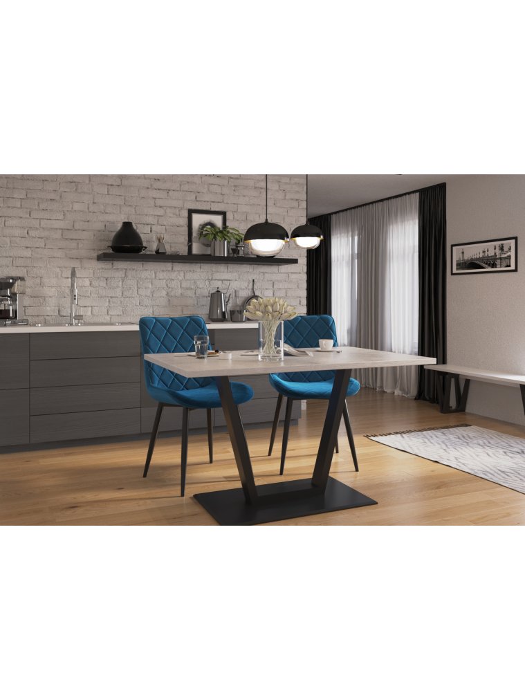 Стол на тумбе Мичиган Лофт 110х70 25 мм бетон / черный матовый