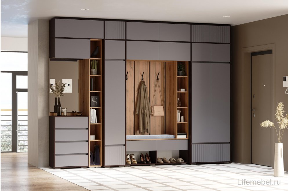 Навесной шкаф Роут 2 венге / графит софт