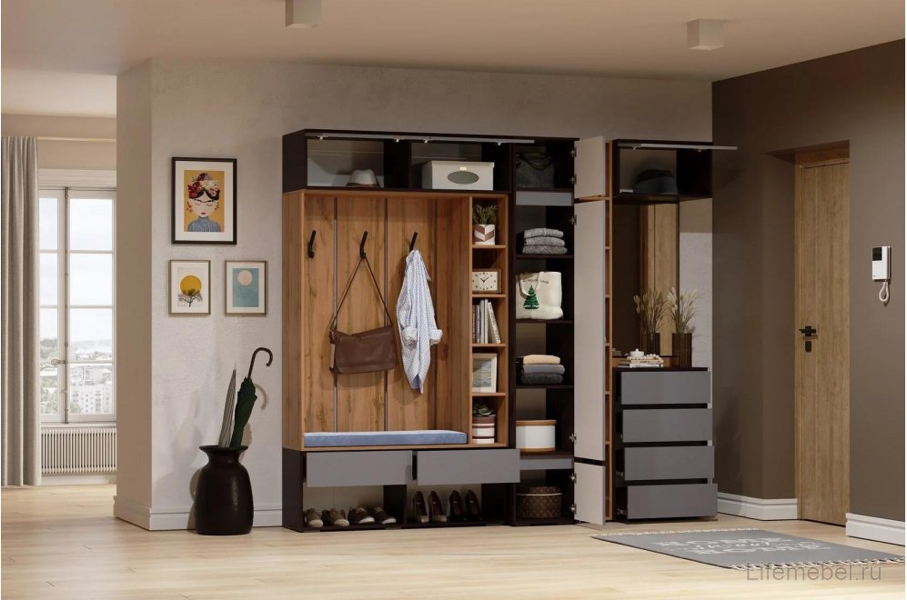 Навесной шкаф Роут венге / графит софт