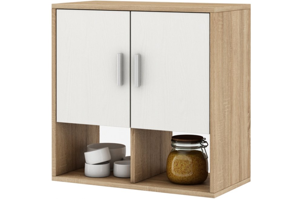 Шкаф навесной Мария-10 дуб сонома / белый